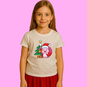 Tricou Axolotl Cu Brad Si Cadou, din bumbac 100%, tricou alb, Copii | Dama | Barbat - Img 2