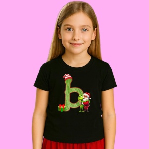 Tricou B Litere Craciun Cu Mos Si Spiridus Verde, din bumbac 100% Copii | Dama | Barbat - Img 2