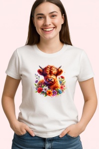 Tricou baby cow with daisies, vitel printre margarete, Copii | Dama | Barbat - Img 4