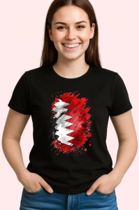 Tricou Bahrain Steag Splash Art, Copii | Dama | Barbat, culoare negru - Img 4