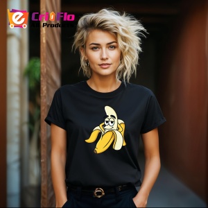 Tricou Banana Relax Funny, din bumbac 100%, tricou negru, Dama | Barbat - Img 6