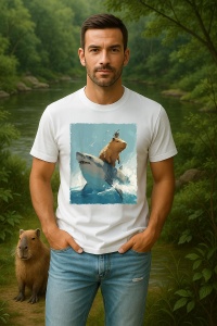Tricou Barbat CapyBara - Calareste un rechin - Img 2