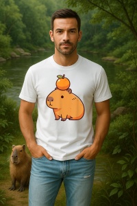Tricou Barbat CapyBara - cu portocala pe cap - Img 2