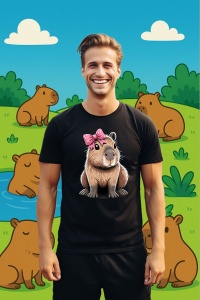 Tricou Barbat CapyBara - Pink ribbon - Img 3