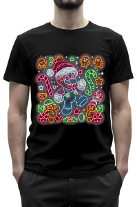 Tricou barbat craciun - NEON CHRISTMAS SUPER MARIO - tricou, barbati, craciun, personaje