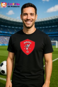 Tricou barbat cu logo stema AC Perugia Italia , din bumbac 100%