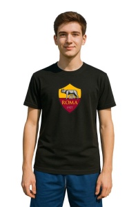 Tricou barbat cu logo stema AS Roma Italia , din bumbac 100% - Img 2