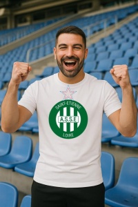 Tricou barbat cu logo stema AS Saint-Étienne Franta , din bumbac 100% - Img 7