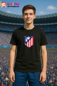 Tricou barbat cu logo stema Atletico Madrid Spania , din bumbac 100% - Img 4