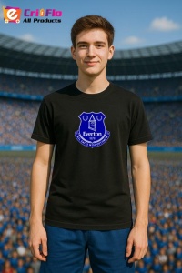 Tricou barbat cu logo stema Everton FC Anglia , din bumbac 100% - Img 4