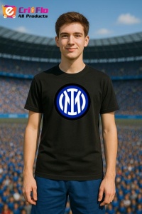 Tricou barbat cu logo stema FC InternazionaleMilano Italia , din bumbac 100% - Img 3