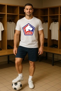 Tricou barbat cu logo stema Lille LOSC Franta , din bumbac 100% - Img 9