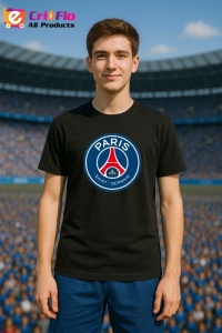 Tricou barbat cu logo stema Paris Saint Germain Franta , din bumbac 100% - Img 4