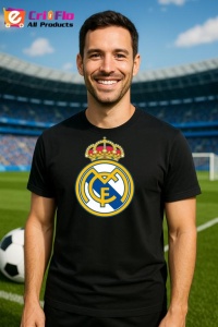 Tricou barbat cu logo stema Real Madrid CF Spania , din bumbac 100% - Img 6
