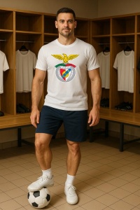 Tricou barbat cu logo stema SL Benfica Portugalia , din bumbac 100% - Img 9