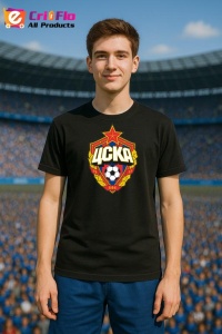 Tricou barbat cu logo stema ȚSKA Moscova Rusia , din bumbac 100%
