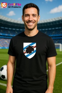 Tricou barbat cu logo stema UC Sampdoria Italia , din bumbac 100% - Img 5