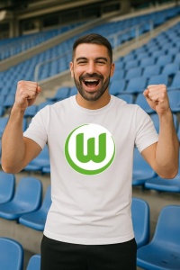 Tricou barbat cu logo stema VfL Wolfsburg Germania , din bumbac 100%