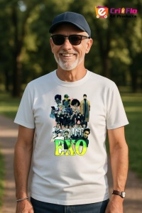 Tricou barbat Kpop cu trupa EXO 2 music Coreean 207 - Img 1