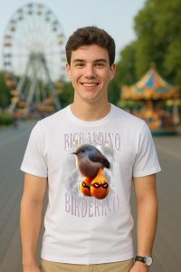 Tricou Barbat Tralalero Tralala cu personajul Bigbaldino Birderino Funny Italian Brainrot Meme Gen Z - Img 5