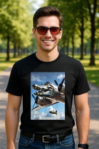 Tricou Barbat Tralalero Tralala cu personajul Bombardino Crocodilo - Italian Brainrot Meme (1) - Img 5