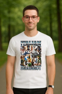 Tricou Barbat Tralalero Tralala cu personajul Bombardiro Crocodilo - Italian Brainrot Meme (3) - Img 4
