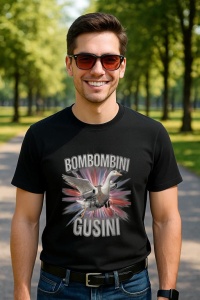Tricou Barbat Tralalero Tralala cu personajul Bombombini Gusini Funny Italian Brainrot Meme Bootleg - Img 4