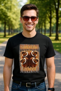 Tricou Barbat Tralalero Tralala cu personajul Burbaloni Luliloli Italian Brain Rot Capybara Meme - Img 4