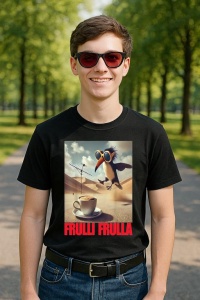Tricou Barbat Tralalero Tralala cu personajul Frulli Frulla - Italian Brainrot Meme - Img 2