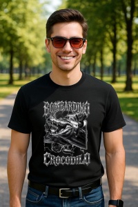 Tricou Barbat Tralalero Tralala cu personajul Italian Brainrot Bombardino Crocodilo (1) - Img 4