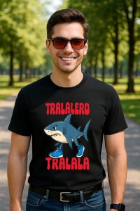 Tricou Barbat Tralalero Tralala cu personajul Tralalero Tralala Funny Italian brainrot Shark meme - Img 4