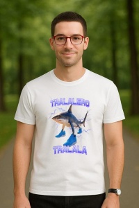 Tricou Barbat Tralalero Tralala cu personajul Tralalero Tralala Bootleg Brainrot Italian Brainrot Meme (3) - Img 3