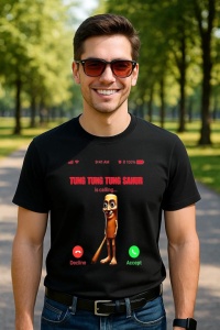 Tricou Barbat Tralalero Tralala cu personajul Tung Tung Tung Sahur - Italian Brainrot Meme - Img 5