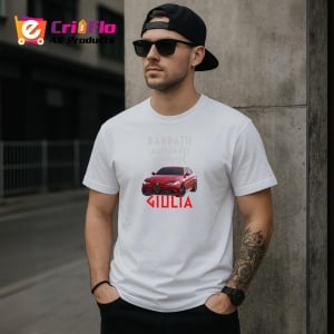 Tricou Barbati Adevarati Conduc Alfa Romeo Giulia, din bumbac 100%, tricou alb, Dama | Barbat - Img 2