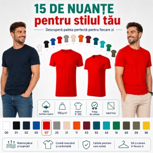 Tricou Bărbați Malfini Gulf 822, 100% Bumbac Organic, 150 g/m², Guler Rotund, Label Free, S–3XL, 15 Culori - Img 6