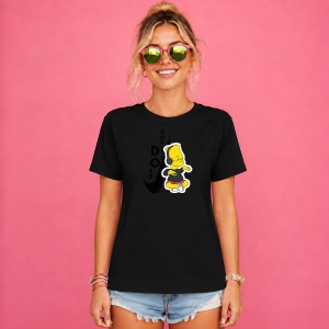 Tricou Bart Simpson Ascultand Muzica Logo Vertical Urban Vibe, din bumbac 100%, tricou negru, Copii | Dama | Barbat