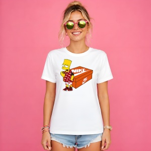 Tricou Bart Simpson Outfit Rosu Pe Cutie Pantofi Urban Streetwear, din bumbac 100% Copii | Dama | Barbat