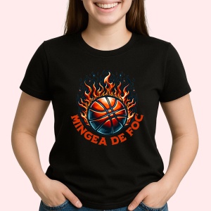 Tricou Basket, Mingea de foc Negru, Basketball Negru, Burn Game Negru, Copii | Dama | Barbat - Img 3