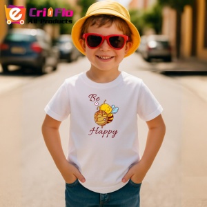 Tricou Be Happy Albina Vesela Ilustratie, din bumbac 100% , tricou alb pentru Copii | Dama | Barbat - Img 4