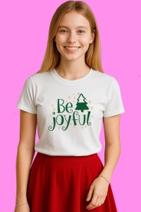 Tricou Be Joyful Christmas, din bumbac 100%, tricou alb, Copii | Dama | Barbat - Img 3