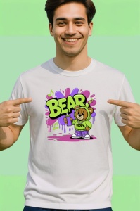 Tricou Bear teddy funky hoodie cu note muzicale Copii | Dama | Barbat Barbat - Img 2