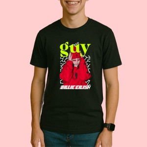 Tricou Billie Eilish - Red Hoodie, muzica Hip-Hop / Trap, Dama | Barbat | Copii, Culoare Negru - Img 3