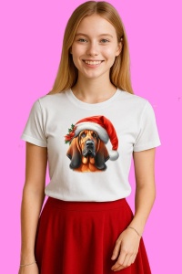 Tricou Bloodhound Craciun Realist, din bumbac 100%, tricou alb, Copii | Dama | Barbat - Img 3