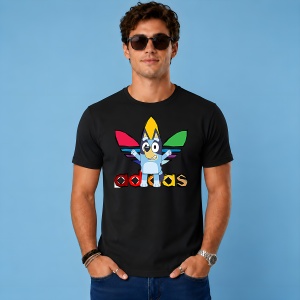 Tricou Bluey Catelusul Albastru Logo Colorat Urban Kids Design, din bumbac 100%, tricou negru, Copii | Dama | Barbat - Img 3