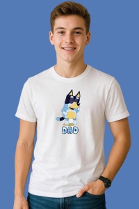 Tricou Bluey Cool Cu Ochelari, din bumbac 100%, tricou alb, Copii | Dama | Barbat