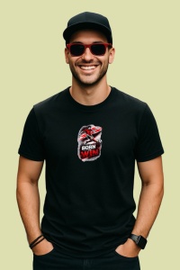 Tricou Born To Win Motociclist Viteza Design Sportiv, din bumbac 100%, tricou negru Copii | Dama | Barbat - Img 3