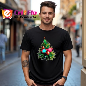 Tricou Brad decorat stil minimalist cu globuri colorate Copii | Dama | Barbat, culoare negru - Img 6