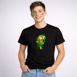 Tricou Brazil World Cup Fifa 2026, din bumbac 100%, tricou negru, Copii | Dama | Barbat - Img 1