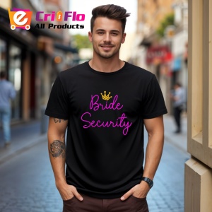 Tricou bride security mesaj pentru prietenele miresei, Copii | Dama | Barbat , tricou negru - Img 6