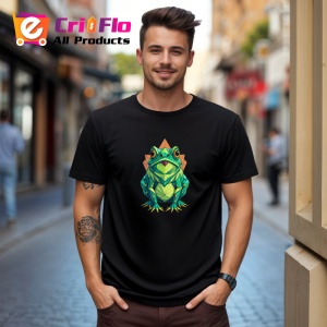 Tricou Broasca Verde Poligonala Arta, Copii | Dama | Barbat, culoare negru - Img 5